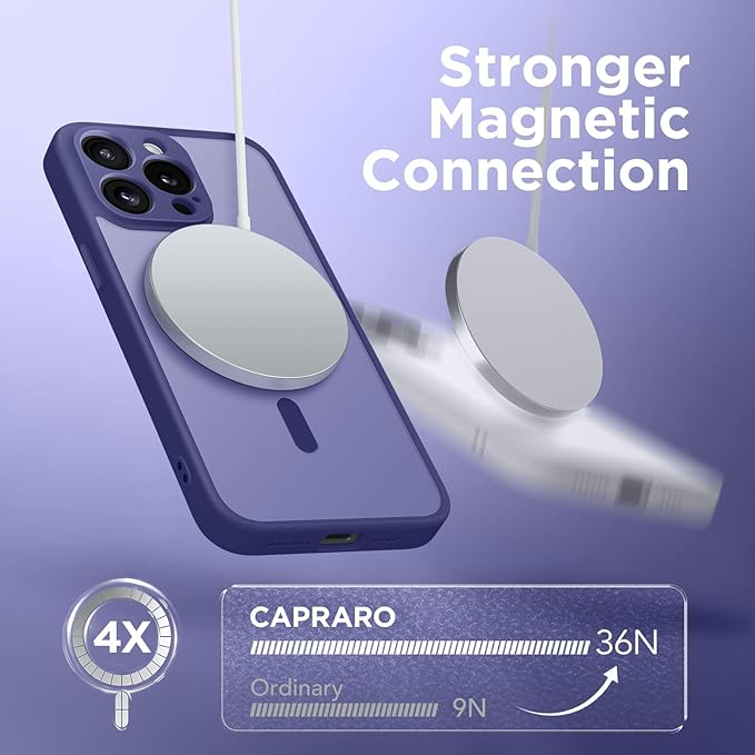 CAPRARO Magnetic for iPhone 15 Pro Max Case, [Compatible with MagSafe] [Full Camera Protection] Shockproof Protective Slim Translucent Matte Phone Case for iPhone 15 Pro Max 6.7'', Purple Eggplant