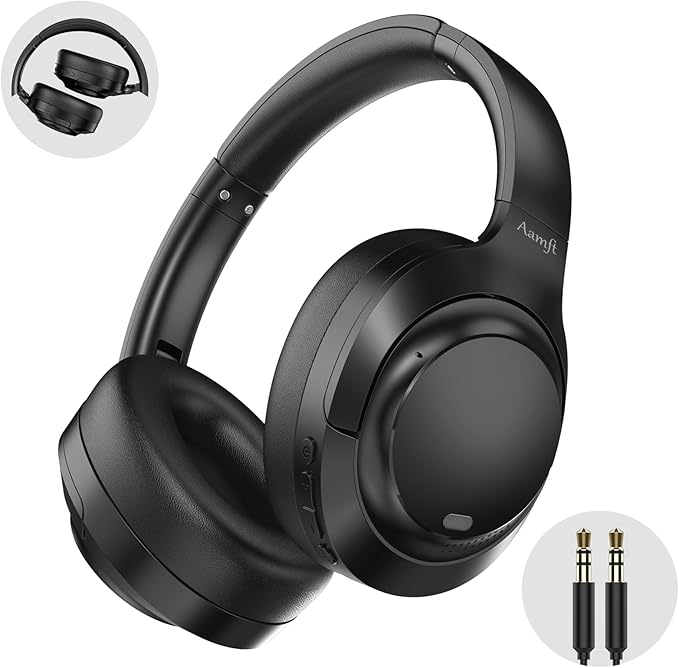 Noise Cancelling Headphones - 2025 Upgraded Wireless Over Ear Bluetooth Headphones Comfort Fit, 100H Playtime, Deep Bass, Hybrid Active Noise Canceling, Crystal Clear Calls for Travel/Office - Black