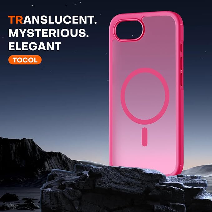 TOCOL for iPhone 17e Case, Compatible with Magsafe, Military Drop Protection, Slim Translucent Matte Shockproof for iPhone 17 e Case 6.1 inch (Hot Pink)