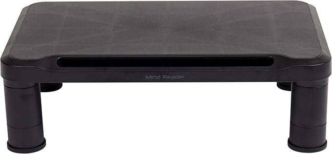 Mind Reader Monitor Stand, Height Adjustable, Laptop, Computer, Riser, Office, Set of 2, Black
