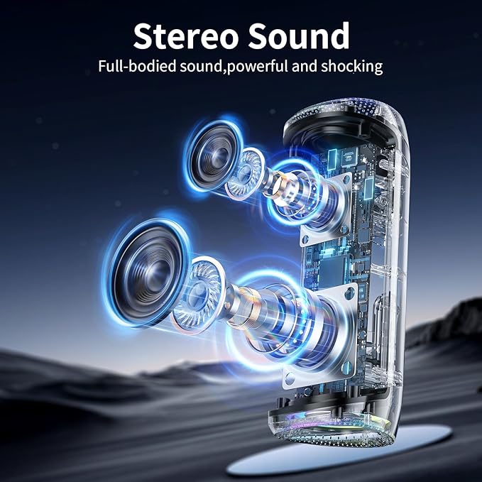 Bluetooth Speaker - HD Sound, IPX5 Waterproof, Up to 20H Playtime, TWS Pairing, BT 5.3, Portable Wireless Speaker for Home, Party, Beach & Outdoor, Black