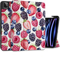 MEEgoodo for iPad Pro 12.9 Case M2 6th/5th/4th/3rd Generation 2022 2021 2020 2018 with Pencil Holder, Tablet Cover with Soft TPU Back Shell, Fresh Berries Pattern