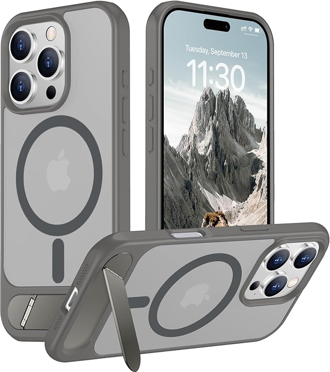Magnetic Compatible with iPhone 16 Pro Case, [Built-in Invisible Kickstand][Compatible with MagSafe] [Military Grade Shockproof] Slim Translucent Matte Phone Case for iPhone 16 Pro 6.3"