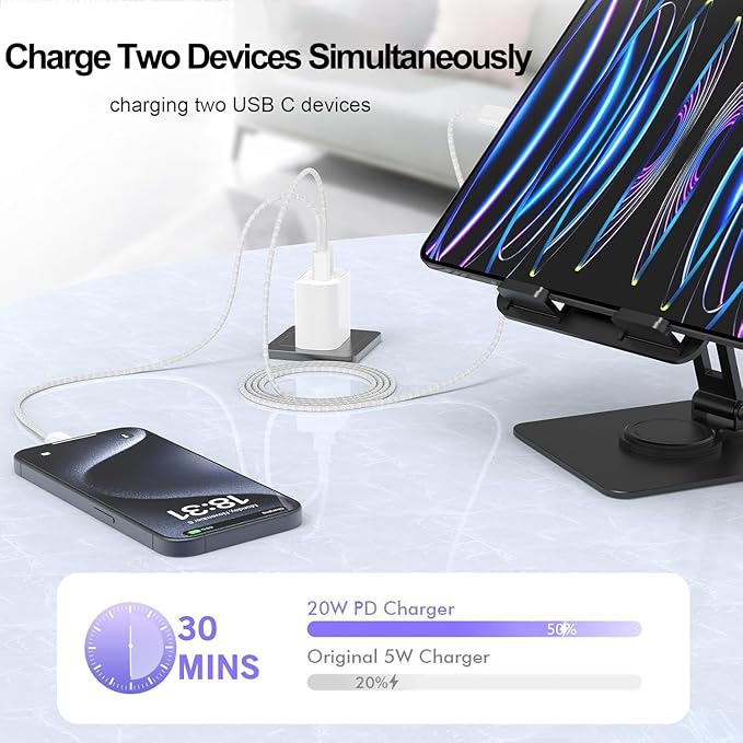 iPhone 17e Charger Fast Charging,2-Pack 6FT 2in1 Dual USB C PD Charger Block Type C to C Woven Charger Cable for iPhone 17 Pro Max/17 Pro/Air/16 Pro Max/16 Plus/16e/15 Pro/15 Plus,iPad Pro/Air/Mini