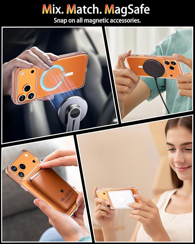 for iPhone 17 Pro Case, Compatible with MagSafe, Magnetic Slim Cover, Anti-Yellowing & Shockproof, Full Camera Protection, Includes Screen & Lens Protectors, Clear Protective Case