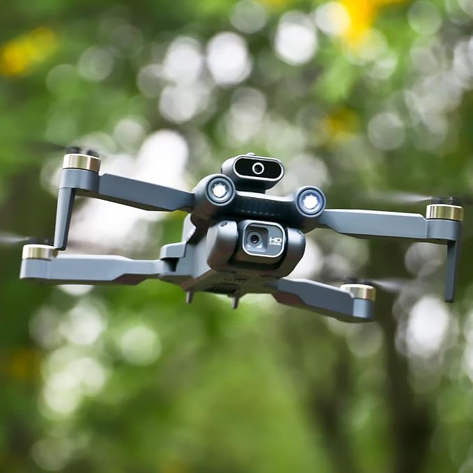 Sonilco S1S Mini Drone with Dual Lens Camera, Brushless Motor, 4-Sided Obstacle Avoidance, LED Light Bar, Altitude Hold, One-Key Return, Wi-Fi FPV, 18min Flight Time, 2 Batteries – Foldable Design (Ages 14+)