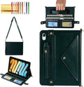 Handbag Case for iPad Mini A17 Pro (2024/2021), Techcircle Folio Stand PU Leather Crossbody iPad Mini 7/6 Cover with Pencil Holder+Card Slots Wallet Case with Shoulder Strap+Hand Strap, Midnight Green