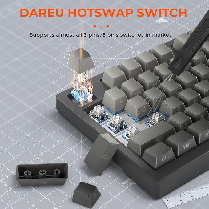 DAREU EK75PRO Wireless Mechanical Keyboard,75% Hot Swap Creamy Gaming Keyboard with Knob,RGB Backlit,Gasket Custom Structure,Side Printed PBT Keycaps,2.4Ghz/BT5.1/USB-C, for Win/MAC