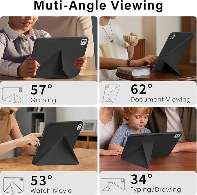 for iPad Pro 13 Inch Case (M5/M4) 2025/2024, Detachable Powerful Magnetic Attachment, Multiple Folding Stand, Slim Rebound Protection Cover, Auto Sleep/Wake, Black