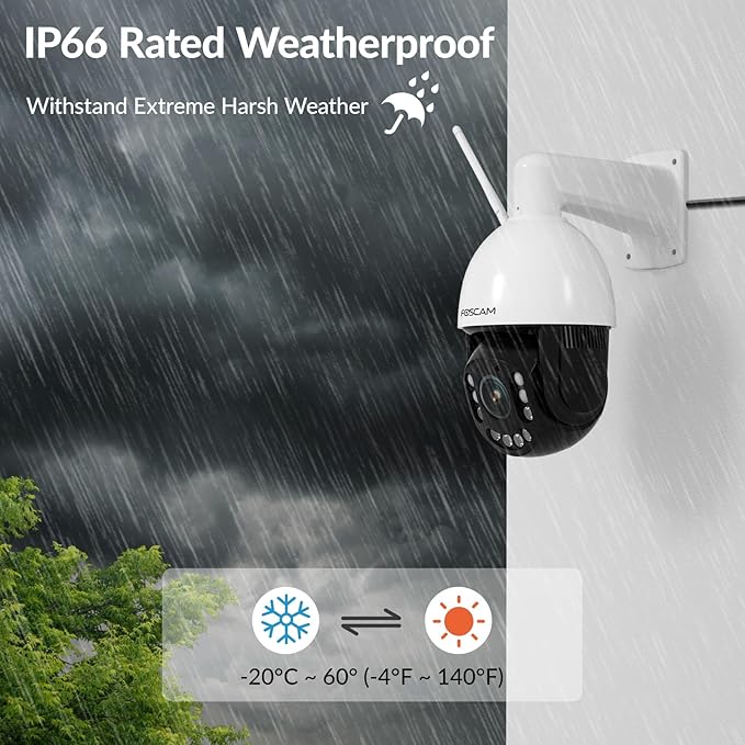 FOSCAM 4MP WiFi PTZ Outdoor Camera, 18X Optical Zoom with Auto Tracking, 2.4/5GHz WiFi Camera for Home Security, Person/Vehicle/Animal Detection, 656ft Night Vision, 350° Pan 90° Tilt, Two-Way Audio