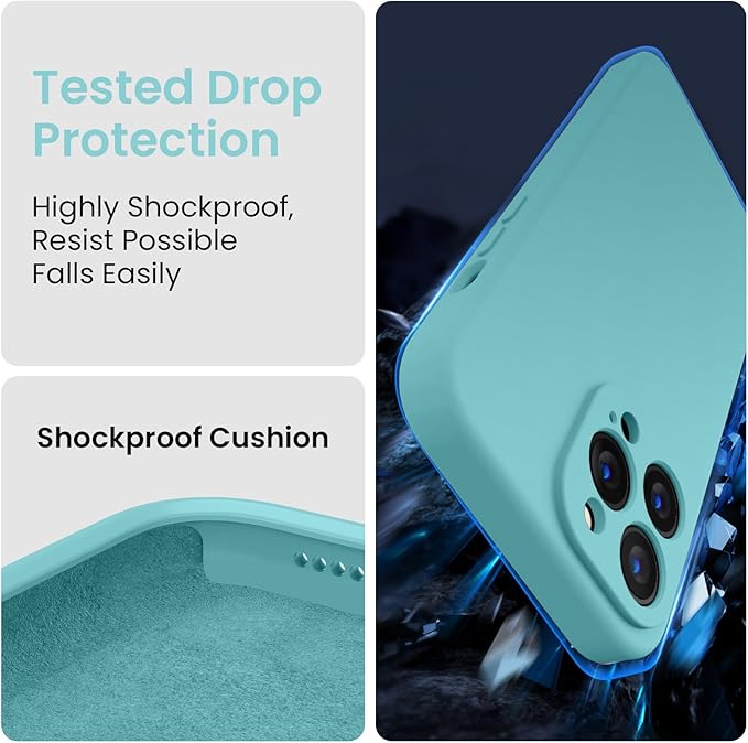 FireNova Designed for iPhone 13 Pro Max Case, Silicone [Camera Protection] Phone Case, Soft Anti-Scratch Microfiber Lining Inside, 6.7 inch, Sea Blue