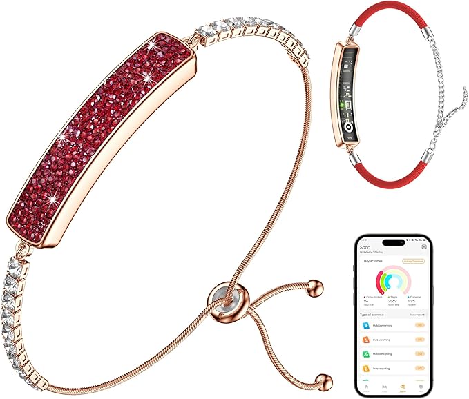 Smart Bracelet for Women, Stylish Jewelry Fitness Tracker with Heart Rate & Sleep Monitor, Waterproof Activity Tracker Watch with App for iOS & Android