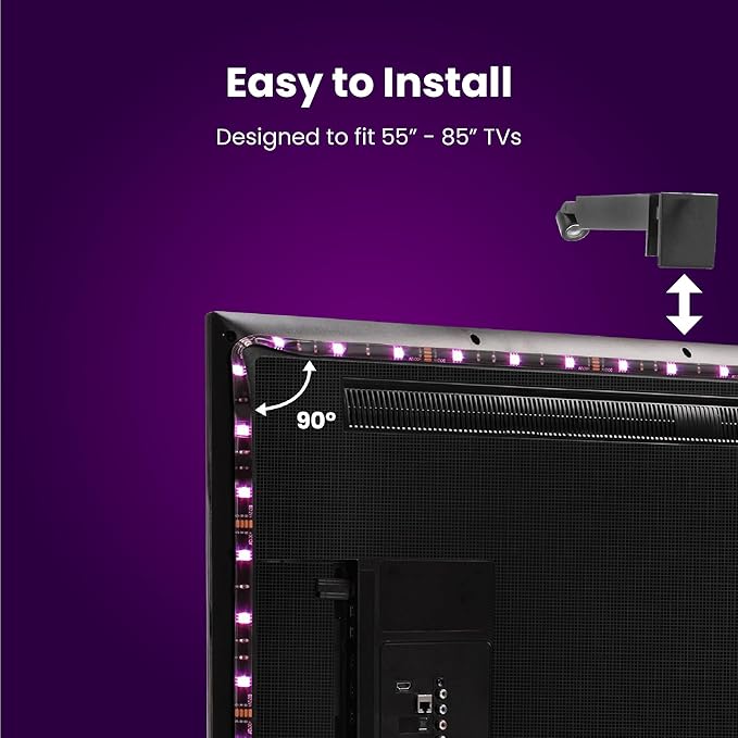 Feit Electric Smart TV Backlight with Color Sensor and 11.5ft LED Tape Light Supports 55"-85" TVs, RGB Backlight, No Hub Required - TAPETV85/RGB/AG