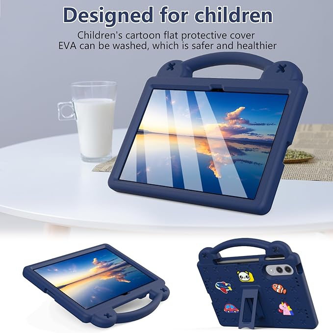 AKABEILA Compatible with Lenovo xiaoxin pad pro GT 11.1 inch TB-710FU (2025) Tablet Case, Kids Friendly Universal Lightweight Shockproof Protective Case with Shoulder Strap & Stand Handle Navy Blue