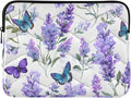 Lavender Laptop Case Sleeve, Butterfly Lavender Pattern Purple Shockproof Protective Computer Carrying Cover, Briefcase Handbags 13-13.3inch Laptop Sleeve Bag