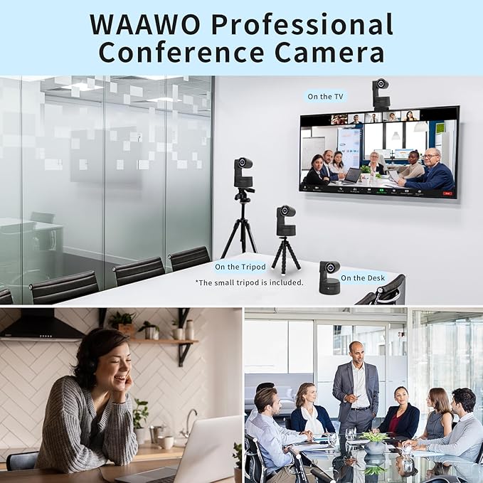 Tiny 4K PTZ Webcam HDR ½.8" Sensor Auto-Frame Gesture Control Built-in Pickup Support USB Audio and Video Output for Online Meetings, Online Chats, Online Classes, Live Streaming, etc.
