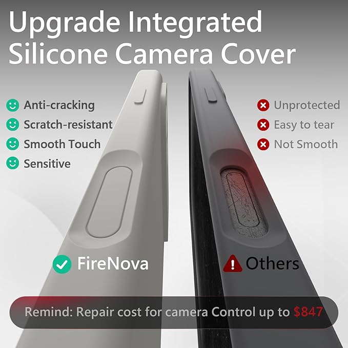 FireNova Magnetic for iPhone 17 Pro Case, Compatible with MagSafe, [Integrated Silicone Camera Control Button] [Camera Protection] Anti-Scratch Microfiber Lining Phone Case, 6.3", Natural Titanium