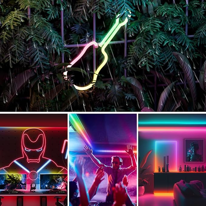 BTF-LIGHTING WS2811 IC RGB Chasing Color Side Emitting Neon Light 16.4FT DC24V 90IC 108LED/m T0615 IP67 Waterproof Flexible Addressable Rope LED Strip for Indoor DIY Decor (No Adapter or Controller)