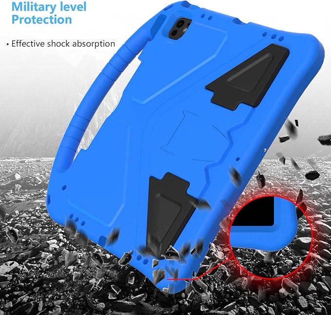 Kids Case for iPad Air 13 inch M4/M3/M2 & iPad Pro 13 inch M5/M4 (2025/2024) & iPad Pro 12.9 inch Cover 6th/5th/4th/3rd Generation (2022/2021/2020/2018) with Stand/Handle/Pencil Holder, Blue