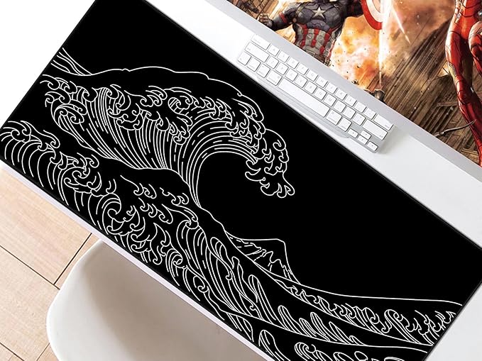 JIALONG Gaming Mouse Pad, Large Mousepad with Non-Slip Rubber Base, Smooth Cloth Surface Desk Keyboard Mat for Computer, PC, Laptop, Desktop 35.4 x 15.7 Inches, Black