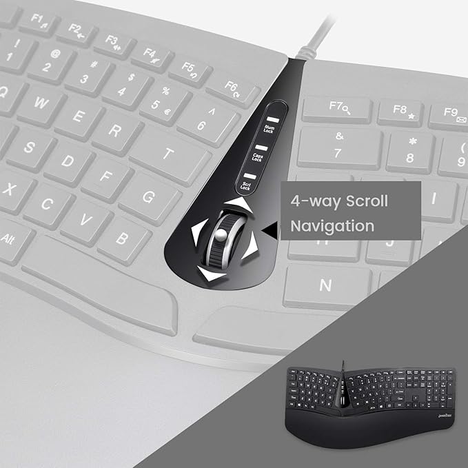 Perixx Periduo-505, Wired USB Ergonomic Split Keyboard and Vertical Mouse Combo with Adjustable Palm Rest and Short Tactical Membrane Keys, US English Layout
