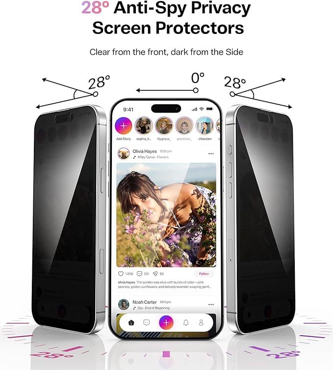 Meifigno Designed for iPhone 17 Pro Case 6.3", [Glitter Card & Wrist Strap][Compatible with MagSafe][1HD +1X Privacy Screen Protectors] Surround Raised Lens Protection for 17 Pro Case, Titanium Silver
