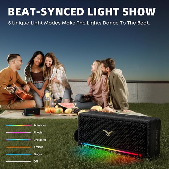 Portable Bluetooth Speakers 40W, IP67 Waterproof Wireless Rugged Speaker with Active Extra Bass, AUX/USB Input, Bluetooth 5.3, Dual Pairing, 12H Playtime for Outdoor, Beach, Travel, Home & Garage