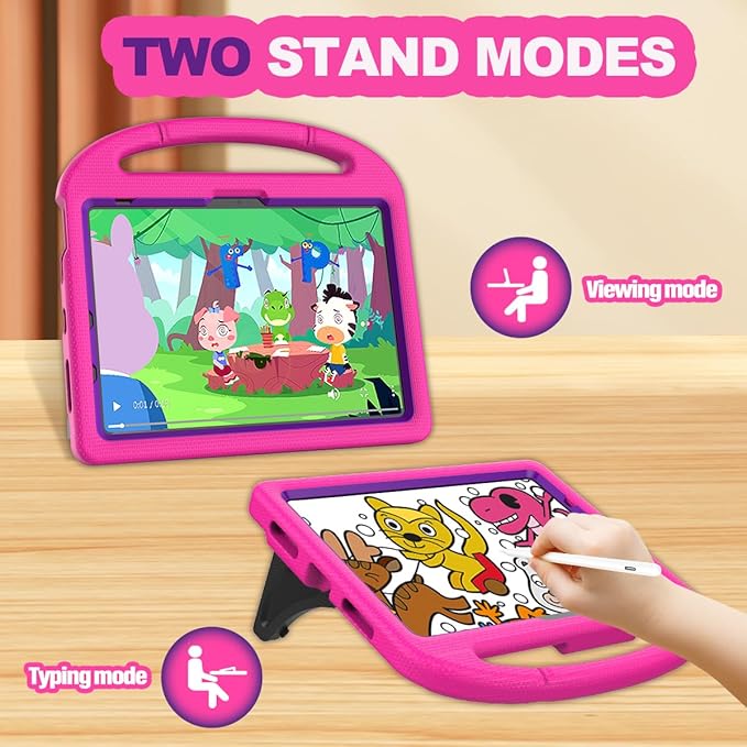 YIHE Kids Case for iPad A16 11th Generation (11" 2025) & 10th Gen (10.9" 2022) | Shockproof Tablet Cover with Built-in Screen Protector & Pencil Holder for iPad 10.9/11 Inch, Pink Purple