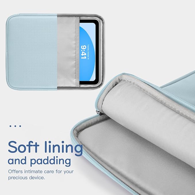 Dadanism 9-11" Tablet Sleeve Bag Carrying Case for iPad (A16) 11th Gen 11", iPad 10th Gen 10.9" Air 5/4, iPad Air M4/Pro 11", iPad 9/8/7th, Galaxy Tab A11+ Plus 11", Remarkable 2 10.3", Milk Blue
