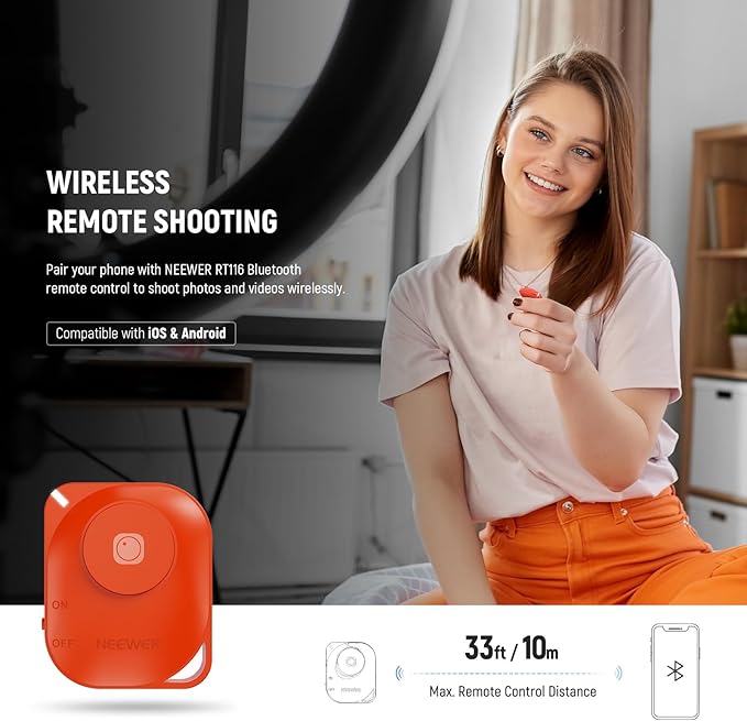NEEWER 10" 20W High Power LED Ring Light for Phone with 71" Tripod Stand, Bi Color Ringlight, Phone Holder Compatible with iPhone for Video Recording Selfie Makeup Studio Live Streaming TikTok, RH10B