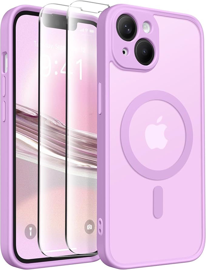 CAPRARO Magnetic for iPhone 14 Case, [Compatible with MagSafe] [Full Camera Protection] Shockproof Protective Slim Translucent Matte Phone Case for iPhone 14 6.1'', Roland Purple