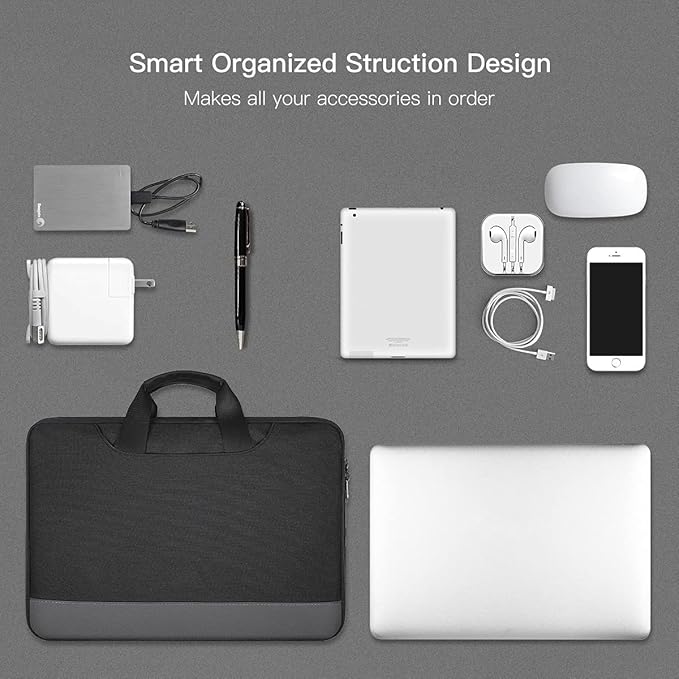 14 15 Inch Waterproof Laptop Sleeve Men Women TSA Briefcase for MacBook Pro 14 M5/M4/M3/M2/M1, Macbook Air 15 M5/M4/M3, Dell Inspiron 14/XPS 15, Lenovo Acer HP ASUS Chromebook 14 Carring Case, Black