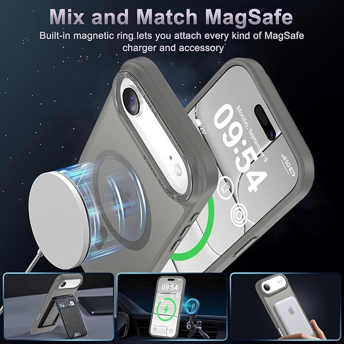 Newfuture Magnetic for iPhone Air Case [Compatible with Magsafe] [Military Grade Drop Protection] Translucent Matte Anti-Scratch Shockproof Protective Phone Cover 6.5 Inch, Titanium Gray
