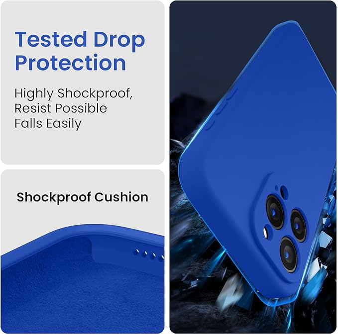 FireNova Designed for iPhone 16 Pro Max Case, Silicone Upgraded [Camera Protection] Phone Case, Soft Anti-Scratch Microfiber Lining Inside, 2024, Klein Blue