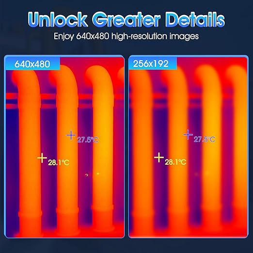 Thermal Imaging Camera Android 256x192 IR Resolution,640x480 Super Resolution Thermal Imaging Camera -15°Cto 600°C TEM Range for Smartphones(not for iOS) IP54