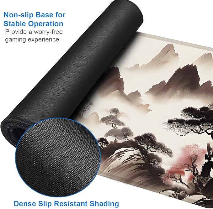 Mousepad, 31.5x15.7 inch Large Extended Gaming Computer Keyboard Mouse Mat, Water Resist Non-Slip Mousepad Rubber Base Long XXL Mouse Pad for Work & Gaming, Office & Home, Landscape Painting
