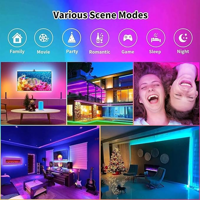 CHARKEE 200FT LED Strip Lights for Bedroom, RGB Color Changing Lights with Music Sync, Bluetooth App & Remote Control, 24V LED Light Strip for Room, Kitchen, Party & Home Decor (2 Rolls of 100ft)