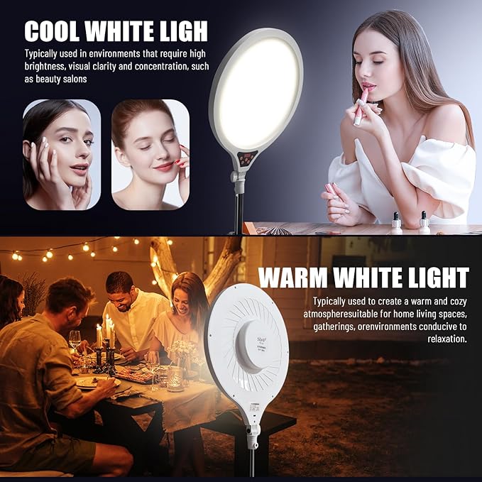 Ring Light with Stand, 14" Professional Ring Light Tripod for iPhone, Adjustable Height for Video Recording Photography Live Streaming Content Creation TikTok YouTube, White