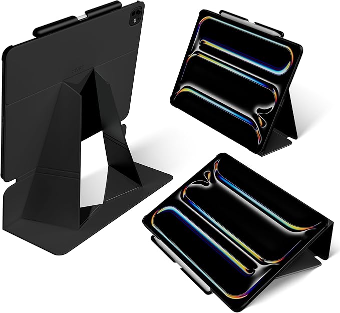 MOFT Folio Case for iPad Air 13-inch M3/M2 (2025/2024) - Silm Stand Protective Case with Detachable Pencil Holder, Multi-Angle Viewing, MOVAS Leather Cover, Auto Sleep/Wake, Jet Black