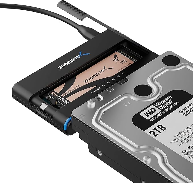 SABRENT USB 3.2 Type C M.2 PCIe NVMe + 2.5/3.5 Inch SSD & HDD Converter [DS-UCMH]