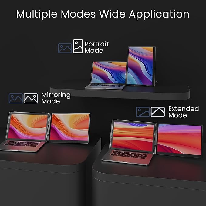 Laptop Screen Extender, Ultra-Thin 15.3" FHD 1200P 16:10 Portable Monitor for Laptop, Lightweight Dual Monitor Extender Plug & Play for 14.2"-17.3" Laptops, Compatible with Wins/Mac/Chrome/Linux