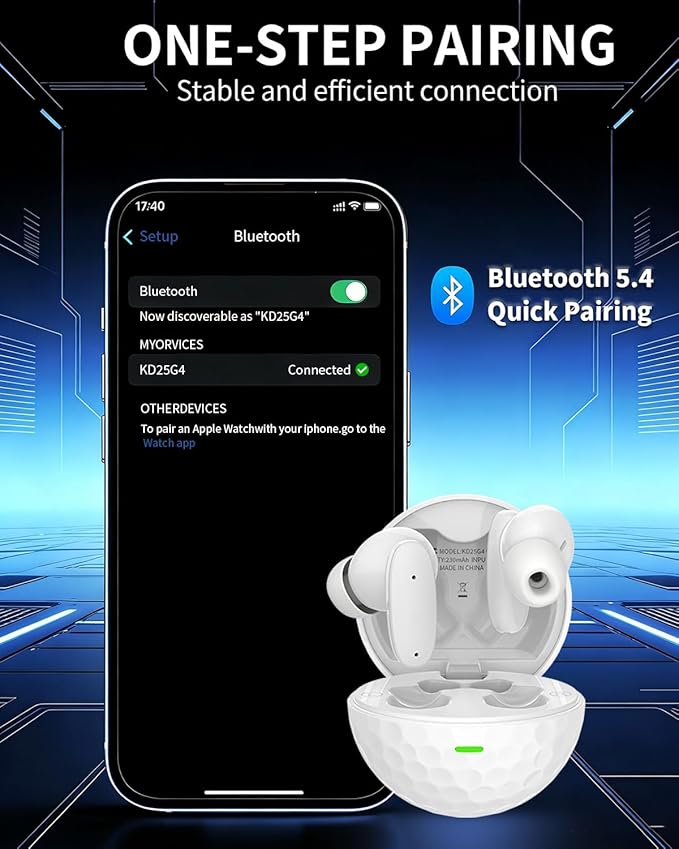 True Wireless Earbuds, Bluetooth 5.4 Headphones with Dual ENC ANC Noise Canceling, 13mm Drivers for Deep Bass Stereo, IPX7 Waterproof, 18H Playtime, USB-C Charging Case for iPhone Android