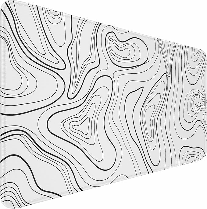 Large Mouse Pad 31.5 x 11.8 in, Gaming Mousepad with Stitched Edges, Premium Microfiber Cloth Surface, Waterproof Non-Slip Base Keyboard Desk Mat for Home Office Gaming, White Black Lines