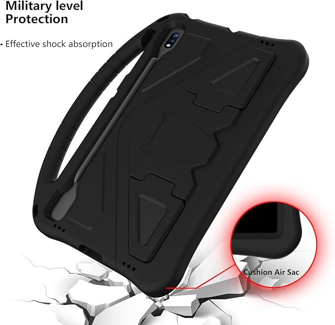Kids Case for Samsung Galaxy Tab S10 Lite/S10 FE/S9 FE 10.9"/Tab S9/S8/S7 11", Techcircle Light Weight Shock Proof EVA Foam Handle Rugged Stand Protective Case, Black