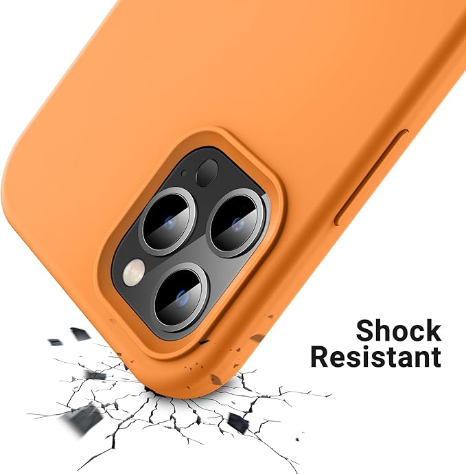 OTOFLY Compatible with iPhone 12 Pro Max Case 6.7 inch(2020),[Silky and Soft Touch Series] Premium Soft Liquid Silicone Rubber Full-Body Protective Bumper Case （Orange）