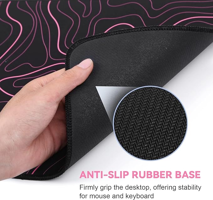 Large Mouse Pad for Desk - Gaming Mouse Pad with Non-Slip Base Stitched Edges, Mousepad for Keyboard and Mouse