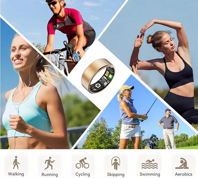 Smart Health Ring, Fitness Tracker with Heart Rate, Blood Oxygen, Blood Pressure, Sleep & Step Monitoring, Waterproof, Compatible with iOS & Android, No Subscription Required (Rose Gold, 13)