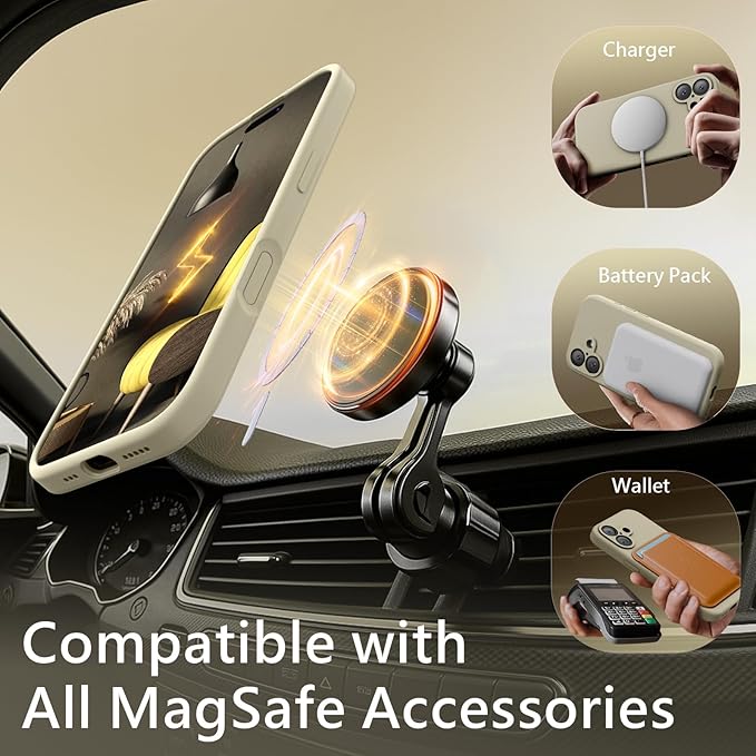 FireNova Magnetic for iPhone 17 Case, Compatible with MagSafe, [Integrated Silicone Camera Control Button] [Camera Protection] Anti-Scratch Microfiber Lining Phone Case, 6.3", Khaki