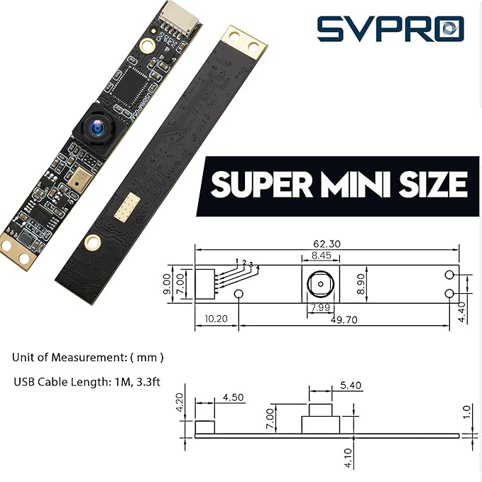 SVPRO 8MP USB Camera Module with Microphone Wide Angle Computer Camera Fixed Focus 4K Lightburn Camera for Laser Engraver Embedded UVC Webcam Board Small Security Camera for PC,Raspberry Pi