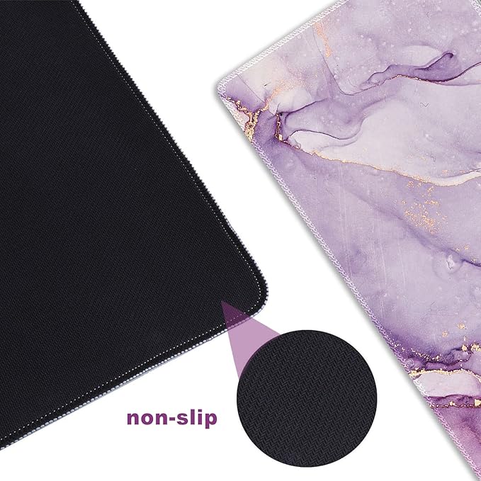Extended Gaming Mouse Pad XXL ArtSo Large Keyboard Mat Long Mousepad Desk Decor Writing Pad Non Slip Rubber Base Stitched Edges for Work, Game, Office, Home, 35.1" x 15.7", Purple Blue Marble